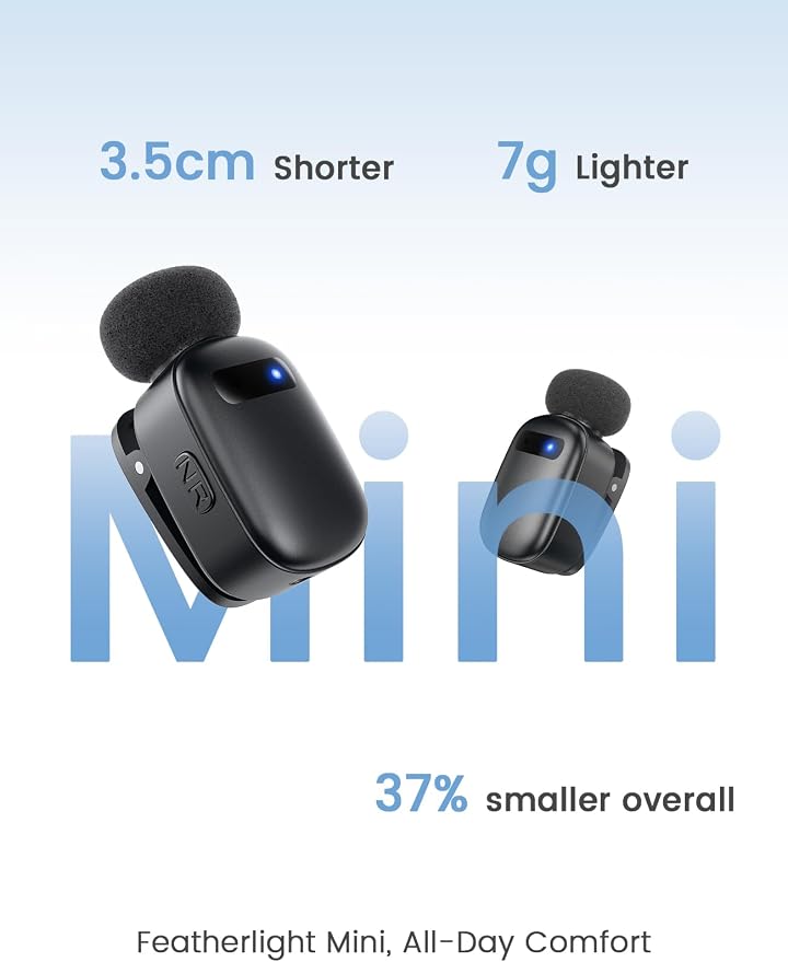 Wireless Mini Lavalier Microphone for iPhone & Android, Dual Clip-On Mics with 30H Charging Case, Intelligent Noise Cancellation, Tiny Portable Mic for Vlogging, TikTok, Live Stream, Teaching Meetings - Image 2