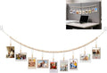 Office Cubicle Hanging Photo Display with Clips, 9 Wood Clips,2 Cubicle Clips for Fabric Wall, Photo Hanger for Boho Office Cubicle Decor, Boho Desk Decor by CollectHall