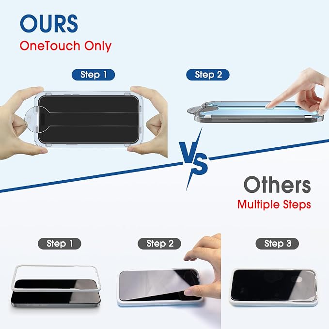 amFilm OneTouch for iPhone 17 Pro Screen Protector 6.3'' Tempered Glass | Auto-Alignment, 30s Install, Bubble Free, Scratch & Drop Protection, HD Clear, Camera Lens Protector[2+2 Pack] (17P-6.3'') - Image 3