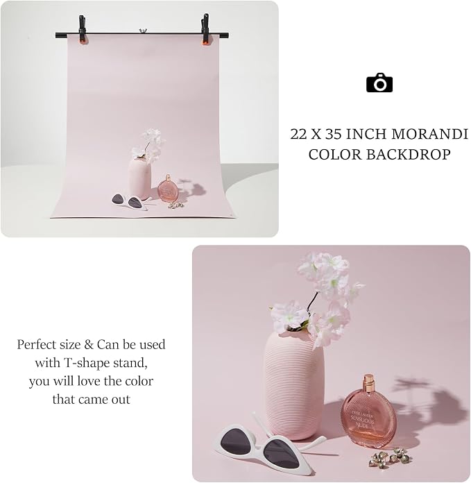 8PCS Flat Lay Backdrop Paper with T-Stand, 22x34 Inch Double Sided Wooden Marble Photography Backgrounds Paper, 8 Packs 16 Pattern Photo Props Rolls for Food Product Tabletop Blog Pictures - Image 3