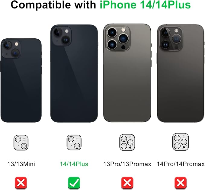Camera Lens Protector (3 Pack) Compatible with iPhone 14& iPhone 14 Plus Camera Lens Cover Protection, HD Clear Anti-Scratch - Image 5