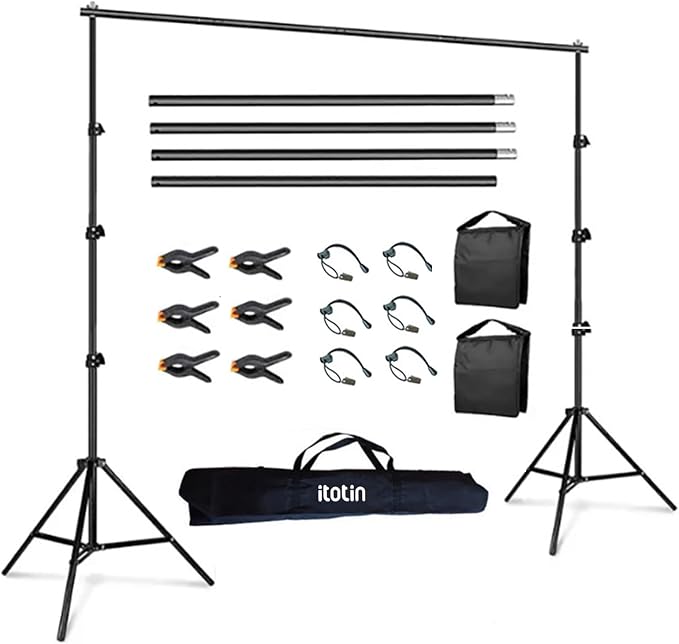 Photo Backdrop Stand for Photography 7ft x 10ft Background Stands for Photoshoot Support Kit with Carry Bag for Photo Studio Parties Events Decoration by ITOTIN