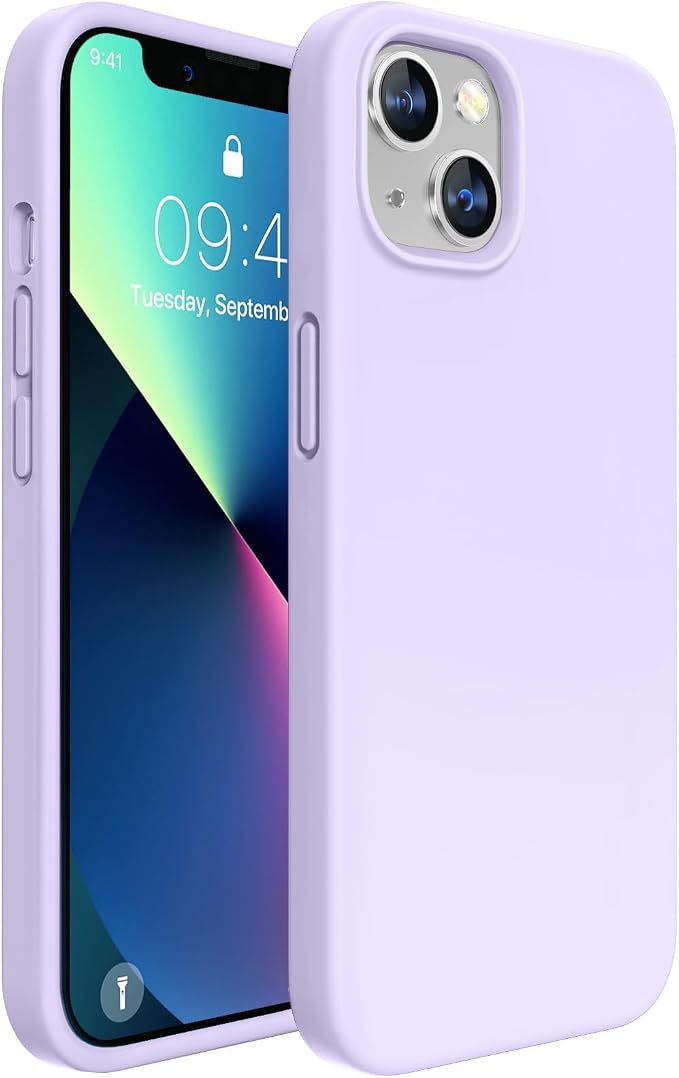 miracase Designed for iPhone 13 Case, [Soft Anti-Scratch Microfiber Lining], Shockproof Liquid Silicone Rubber Phone Case Cover for 13 6.1 inch, Light Purple | Soft Anti-Scratch Microfiber Lining, Premium Silicone Cover Shockproof Drop Protection Phone... by Miracase