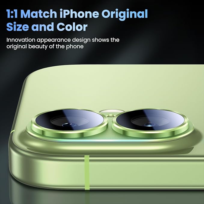Uyiton for iPhone 17 Camera Lens Protector, Metal Frame Glass Cover | Not Easy to Break, Strong Adsorption, Case-Friendly, Metal 9H Sapphire Glass Rear Camera Screen Cover, Sage - Image 5