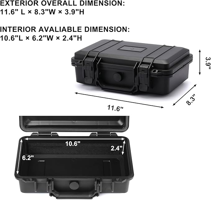 Mayouko Portable Tool Box with Shock- Proof Sponge, Water Proof Grade IP67, Waterproof Hard Case with Foam Insert, Shockproof Carrying Case, Explosion Proof Box, 11.6"L×8.3"W×3.9"H - Image 2