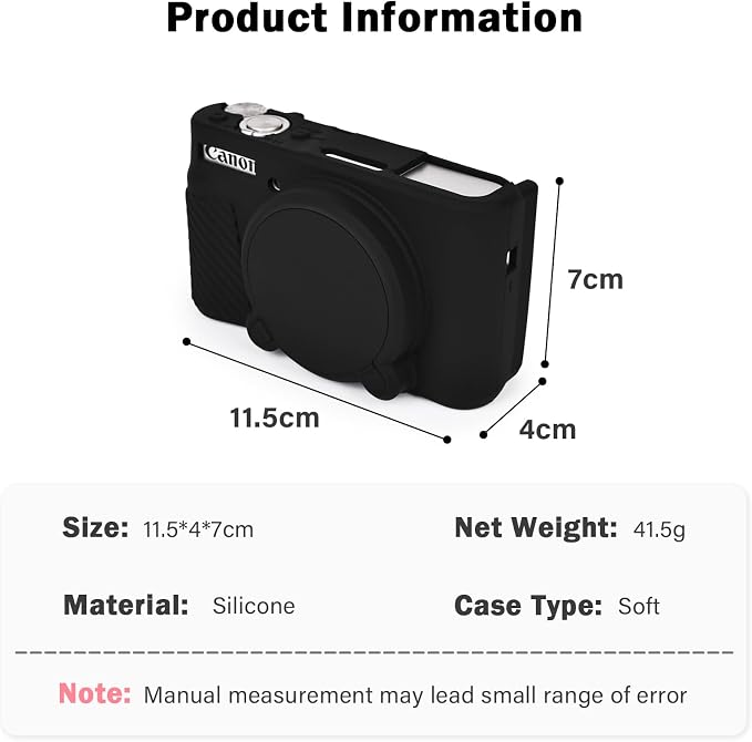 MUZIRI KINOKOO Case for Canon Powershot SX740/SX730 HS Digital Camera - Soft Protective Cover SX740 SX730 HS Camera Silicone Sleeve with Removable Lens Cover - Black - Image 8