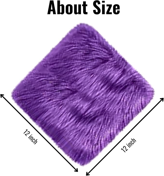 12inch Square Small Faux Fur Sheepskin Cushion Soft Plush Area Rug,Photo Background for Small Product Desktop Photography,Display and Decor,Jewelry,Nail Art,Locker Accessories (Purple) - Image 2