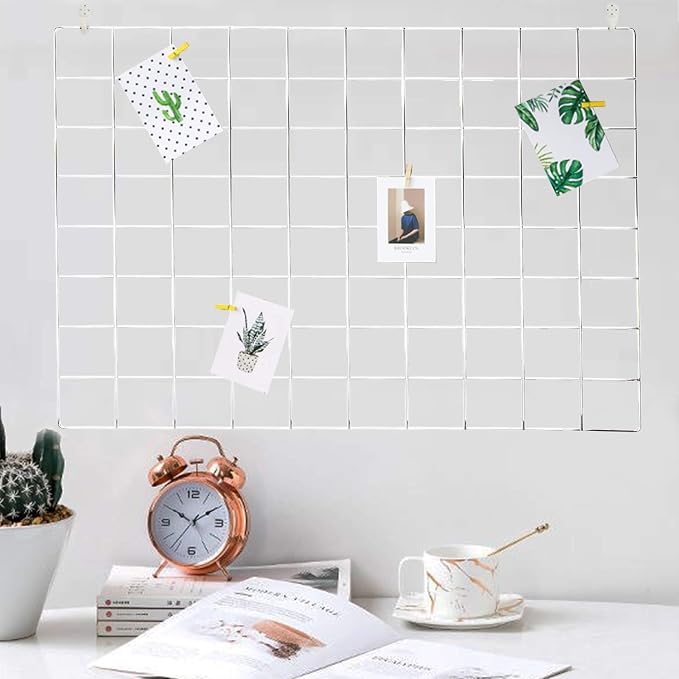 2 Pack Large Wall Grid Panels with Light and Clips, Photo Display Board, Picture Frame Collage Board, Wire Grid Wall Panel Room Decoration,Silver | Picture Frames Collage , Wire Grid Wall Panel Room Decoration - Image 5