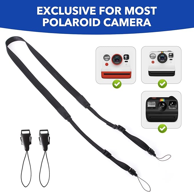 Runhike Camera Strap Compatible with Polaroid,Lightweight Black Camera Neck Strap Replace Compatible with Polaroid with Different Camera Buckles,1PC - Image 2