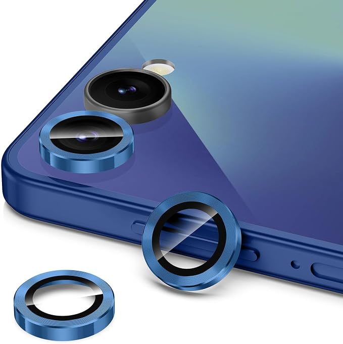 for Samsung Galaxy Z Flip 7 Camera Lens Protector, Individual Metal Ring Tempered Glass Lens Cover, [Strong Adsorption] Scratch Resistant Ultra-Thin HD Clear Lens Cover, 1 Set-Blue Shadow - Image 2