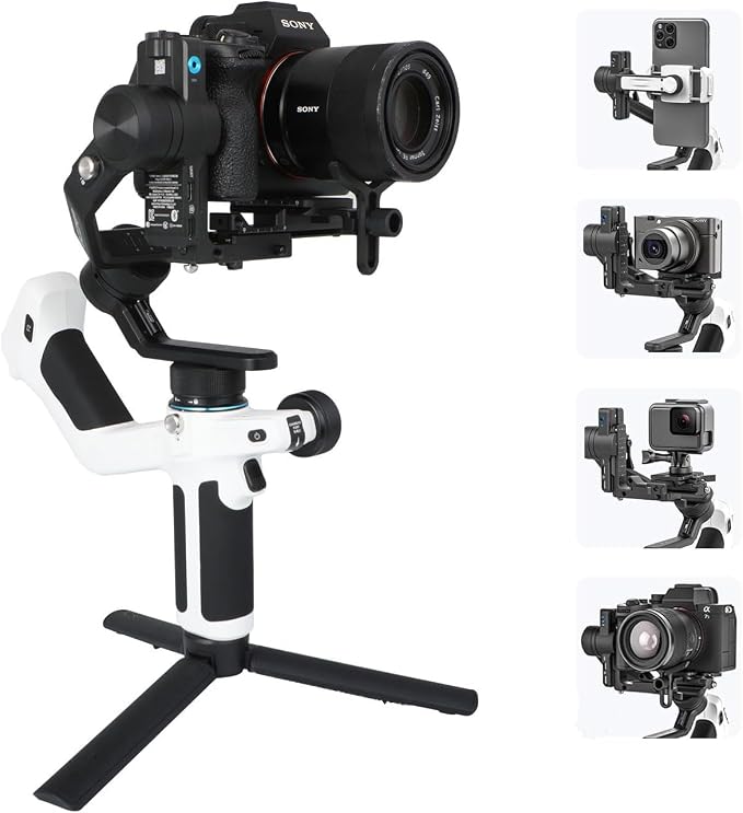 FeiyuTech SCORP Mini 2 Combo Camera Gimbal with Built-in AI Tracking | All-in-one 3-axis gimbal with gesture control, touchscreen and quick release for cameras, action cams and smartphones,White - Image 8