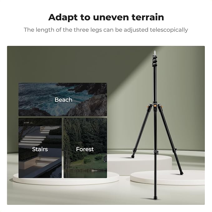 K&F CONCEPT Extendable Photography Stand, 6.5ft Aluminum Tripod, 2-Pack | Reversible Portable Studio Lighting Tripod for Strobe Light/Webcams/Cameras with Bag(1-Pack), TL06 - Image 2