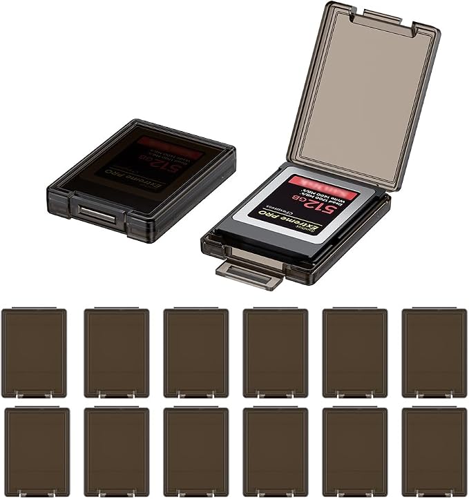 12 Pcs CFexpress Type-B/XQD Card Holders Storage Cases with Label Stickers | 12 Pcs independent cases, specially for CFexpress Type-B/XQD cards, dustproof anti-scratch protection, adhesive Label by KIWIFOTOS