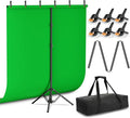 Emart 5x6.5ft Green Screen Backdrop Kit with T-Shape Stand and 6 Clamps | Reverse folding base for easy storage & transport，perfect for Photography, Photoshoot, Studio Video Recording, Streaming by EMART