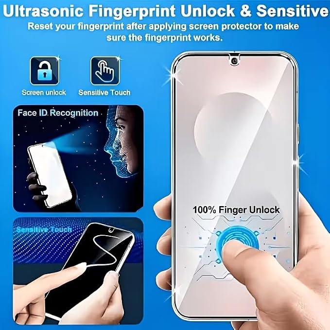 XDesign [3+2 Pack Galaxy S26 Ultra Screen Protector, 9H Tempered Glass Scratch Resistant, Ultrasonic Fingerprint Support, For Samsung Galaxy S26 Ultra 5G 6.8 Inch Glass Screen Protector - Image 2