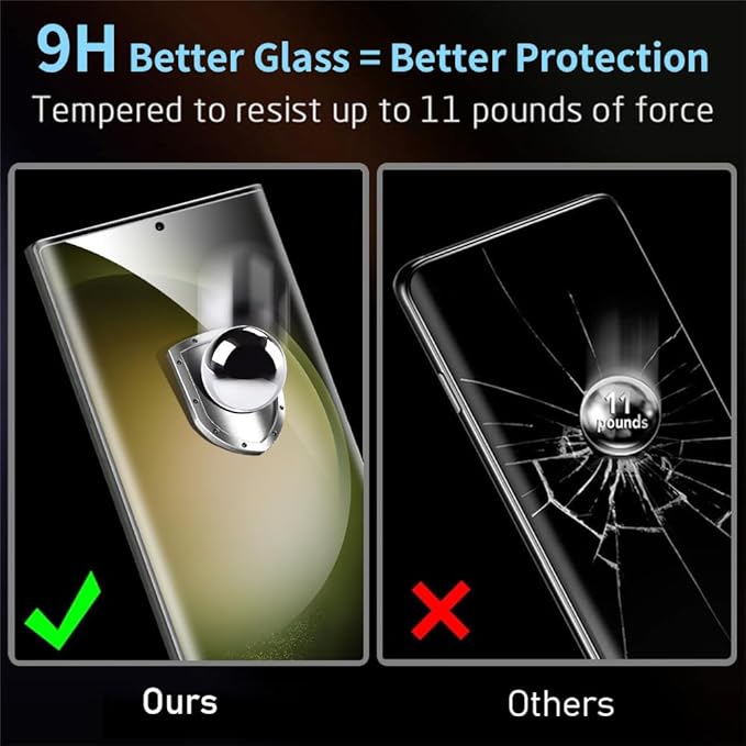 Samcorn 3 Pack Galaxy S23 Ultra Screen Protector, HD Clear Tempered Glass, Fingerprint Unlock, 3D Curved, Scratch Resistant, No Bubble for Samsung Galaxy S23 Ultra 5G Glass Screen Protector - Image 3