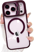 for iPhone 17 Pro Max Magnetic Case with Kickstand, [Compatible with MagSafe] Built in Stash Stand Clear Shockproof Soft Cover Camera Lens Protection Case for iPhone 17 Pro Max 6.9", Wine Red by Unknown