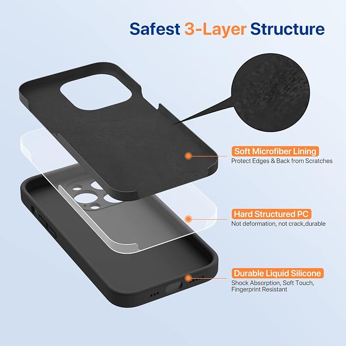 Miracase Silicone & Magnetic for iPhone 14 Pro Case, Dark Black | Compatible with MagSafe, Soft Microfiber Lining, Premium Silicone Cover Shockproof Drop Protection Phone Case for 14 Pro - Image 4