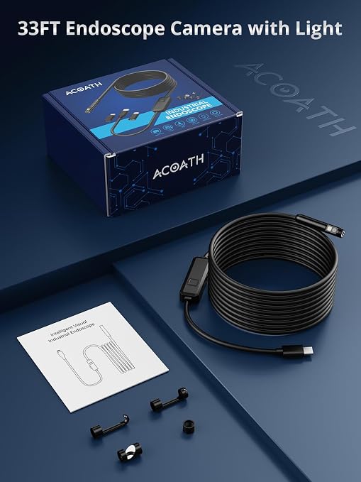 Endoscope Camera with Light, Dual-Lens 1920P HD Borescope with 8 Adjustable LED Lights, IP67 Waterproof Boroscope Inspection Tools, 33ft Semi-Rigid Snake Camera for iOS & Android - Image 7