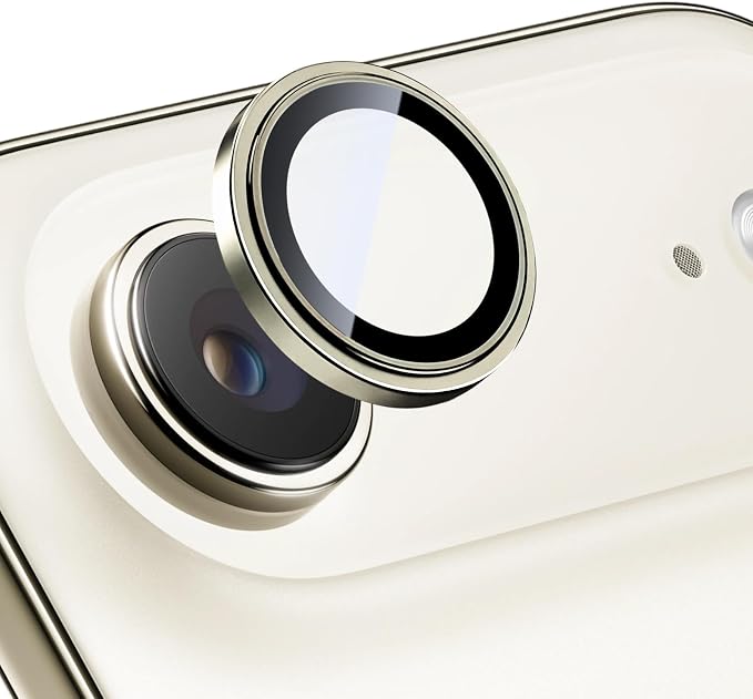TENOC Camera Lens Protector for iPhone Air, 9H Tempered Glass Camera Screen Cover, Gold Metal Individual Ring by TENOC