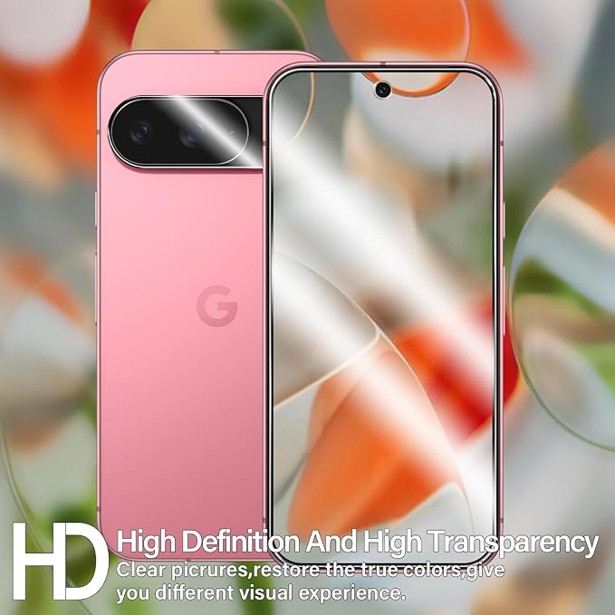 BIGFACE for Pixel 9 Tempered Glass Screen Protector + Camera Lens Protector [ 2 + 2 Pack ][Ultrasonic Fingerprint Unlock] [Anti-Scratch] [Case Friendly] Clear HD Protective Film for Google Pixel 9 5G - Image 6