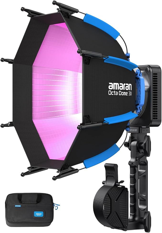 amaran Ray 60c RGB Video Light,60W Portable Studio Light IP54 Bowens Mount | CCT 1,800K-20,000K,3910Lux/1m,w/Softbox Portable Bag for Vlog,Live Streaming,Weddings, Events, Conventions by amaran
