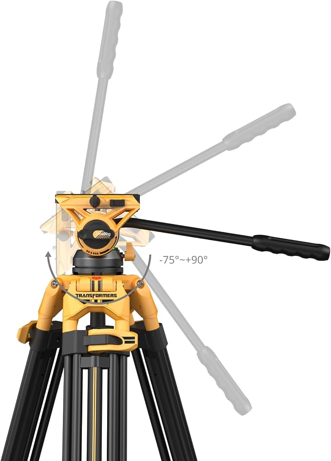 SmallRig AD-01 73" Heavy Duty Video Tripod Max. Payload 8kg | Bumblebee Edition, +90° to -60° Tilt Range - Image 2