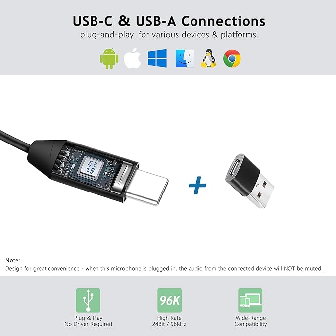 USB-C & USB-A Lavalier Microphone for Smartphones & Computers, 6.6 ft | Omnidirectional Clip-on Mic for iPhone 17/16/15, Samsung, Google, OnePlus and PCs, Ideal for YouTube, Interviews and Podcasts - Image 3