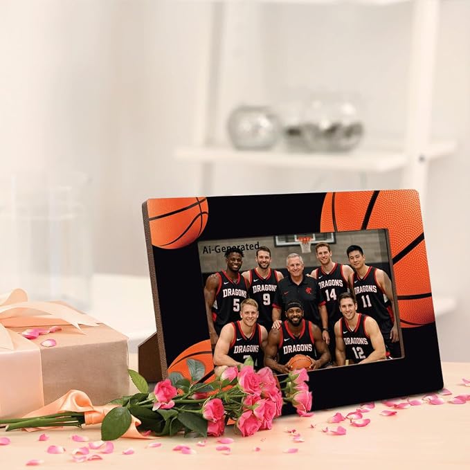 Basketball Picture Frame for 4x6 Photo, Sports Team Photo Frame with Easel Back, Basketball Decor for Desk Shelf, Gift for Coach Players Boys Girls Team Senior Night - Image 4