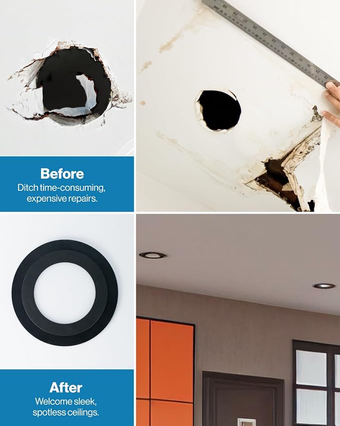 Sunco 12 Pack 6 Inch Recessed Light Goof Ring, Black | Flush Mount Can Light Trim Ring Cover, Paintable, Black OD 8.6 Inch/ID 6.2 Inch, Matte Finish Covers Oversized Ceiling Holes - Image 5