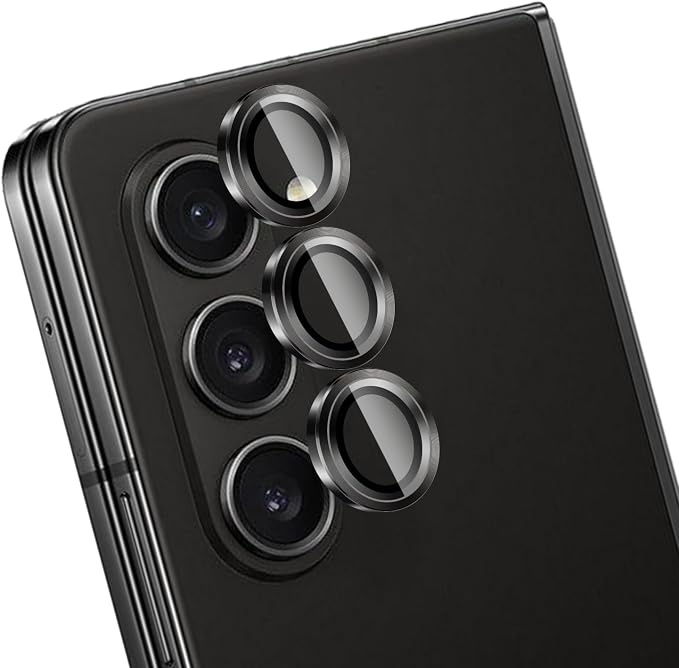 Camera Lens Protector for Samsung Galaxy Z Fold 5,1 Pack | Tempered Metal Glass Camera Cover Film,HD Clear,Anti-Scratch Lens Screen Protector Film,Case Friendly,Black Titanium by Unknown