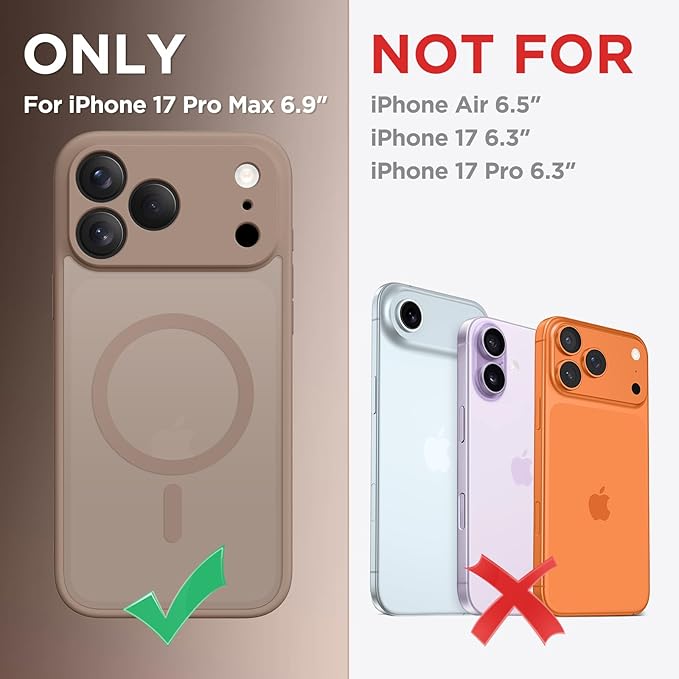 CAPRARO for iPhone 17 Pro Max Case, Compatible with MagSafe | Upgraded [Full Camera Protection] Protective Translucent Matte Women Girl Magnetic Phone Case Cover, Withered Brown - Image 2