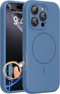 miracase Magnetic for iPhone 16 Pro Case, [Soft Anti-Scratch Microfiber Lining], Compatible with MagSafe, Liquid Silicone Case Shockproof Drop Protection Phone Case for 16 Pro,Glass Blue | Compatible with MagSafe, Soft Microfiber Lining, Liquid Silicon... by Miracase