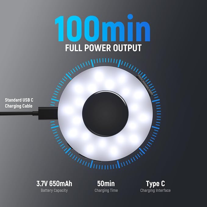 NEEWER ENTRY LEVEL VERSION Magnetic Selfie Light Compatible with MagSafe iPhone, 4 Mode CRI95+ 914lx 1.5W Plastic Folding Small LED Phone Fill Ring Lighting for Recording Makeup Video Conference,NL40R - Image 7