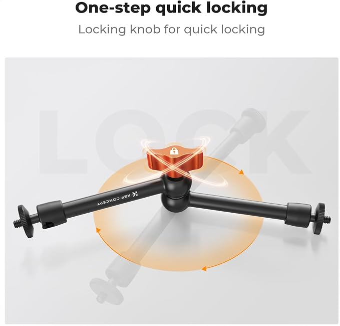 K&F CONCEPT 9.8" Magic Arm, 1/4" Screw Camera Mount Arm 360° Ball Heads | for DSLRs, Monitor, Flash, LED Light, Microphone, Camera Cage, Action Camera, MS32 - Image 6