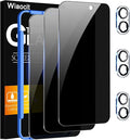 Wiaocit Tempered Glass Privacy Screen Protector for iPhone 16 | 3+3 Pack, 9H Hardness, Camera Lens Protector, Installation Frame, Bubble Free, Case Friendly by Wiaocit