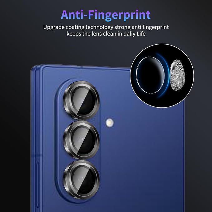 Camera Lens Protector for Samsung Galaxy Z Fold 7,1 Pack | Tempered Metal Glass Camera Cover Film,HD Clear,Anti-Scratch Lens Screen Protector Film,Case Friendly,Black Titanium - Image 6