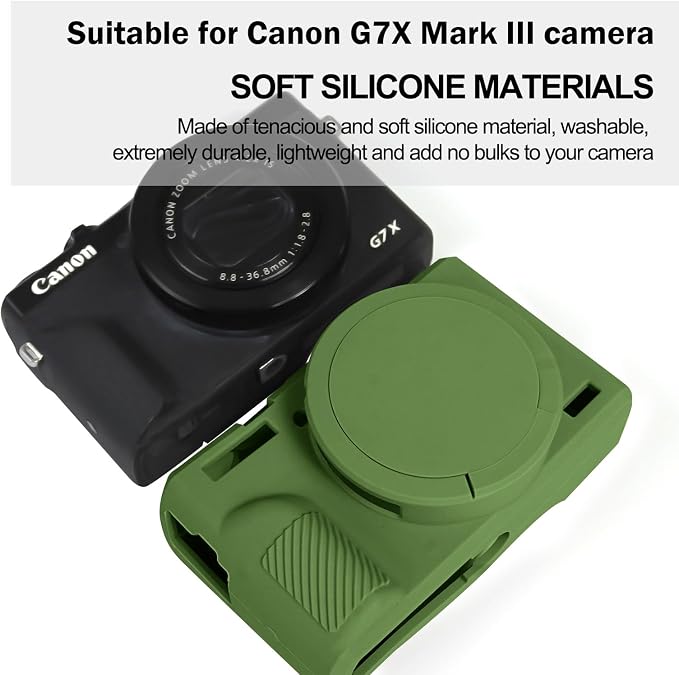 Easy Hood Camera Case Cover for Canon Powershot G7X Mark III Camera(Green) | With Removable Lens Cover,Soft Silicone Protective Case,Anti-Scratch,Slim Fit,Enhanced Grip,Lightweight Camera Accessories - Image 2