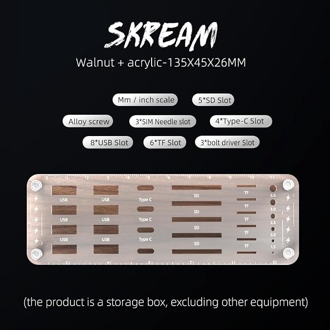 29 Slot Wooden Memory Card Case and USB Drive Organizer with Screwdriver and SIM Card Ejector - F02MY - Image 5