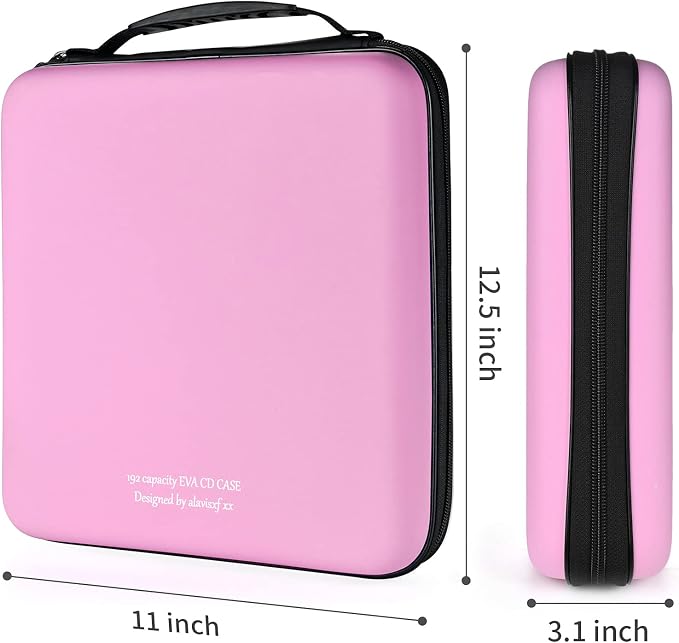 alavisxf xx CD Case, 192 Capacity Protective Zipper Disc Wallet for Car | EVA Shock-resistant, Double Zipper Closure, Portable Handle, DVD Storage Organizer, Anti-Slip Sleeves, for Home Office Travel - Image 4