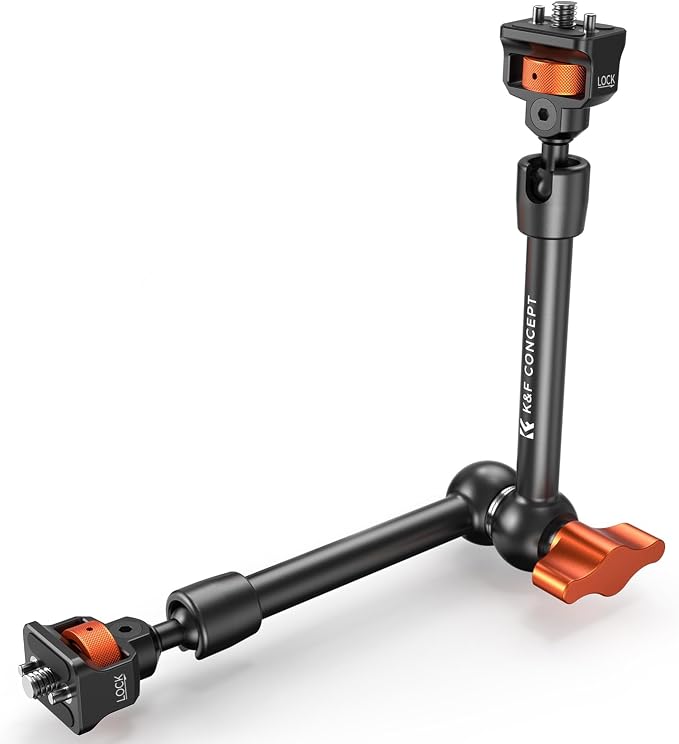 K&F CONCEPT 11" Magic Arm with ARRI 1/4" Screw 360° Ball Heads | Articulating Friction Camera Arm Mount for Monitor, LED Light, Webcam, Microphone, Camera Cage, MS33 by KFCONCEPT