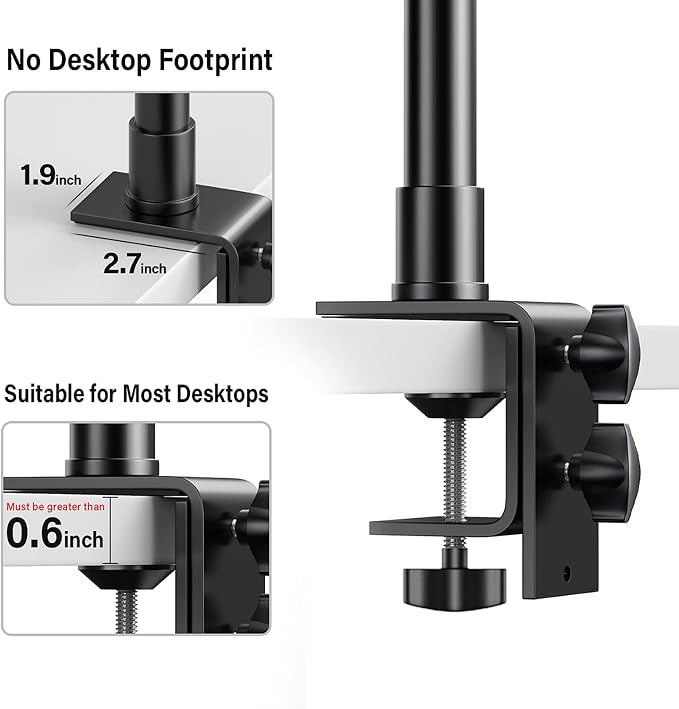 2-Pack Camera Desk Mount Stand with 1/4" Ball Head and Cold Shoe Mount Adapter,12.9-22" Tabletop Mounts Stand, Adjustable Aluminum Desktop Light Stand, for DSLR Camera, Ring Light, Video Light - Image 4