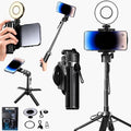 6-in-1 Magnetic Mini 20.5'' Selfie Stick for iPhone with LED Light. Can Converts into Mini Tripod/Phone Camera Grip/Handheld Stabilizer/Phone Stand. Selfie Stick with Rechargable Remote by Usfoture