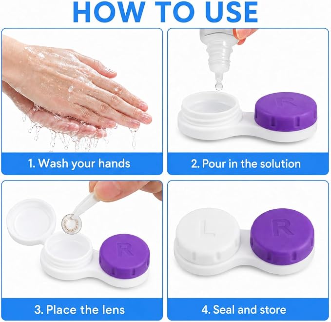 12 Pack Contact Lens Case, Portable Contact Case for Travel Outdoor Home Office Dormitory and Daily Use,Colorful(White,Purple) - Image 5