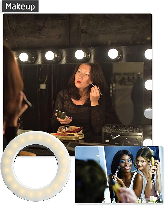 XINBAOHONG Selfie Ring Light Rechargeable Portable Clip-on Selfie Fill Light with 40 LED for Smart Phone Photography, Camera Video, Girl - Image 5