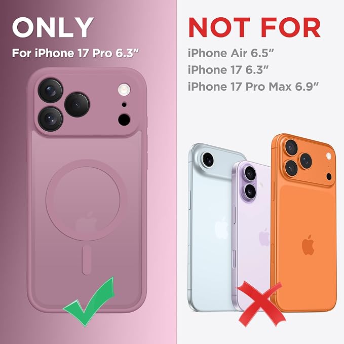 CAPRARO for iPhone 17 Pro Case, Compatible with MagSafe | Upgraded [Full Camera Protection] Protective Translucent Matte Women Girl Magnetic Phone Case Cover, Blackcurrant - Image 2