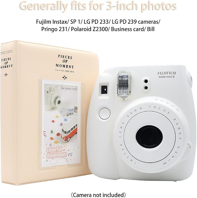 Ablus 64 Pockets Mini Photo Album for Fujifilm Instax Mini 7s 8 8+ 9 25 26 50s 70 90 Instant Camera & Name Card (64 Pockets, Beige) - Image 2
