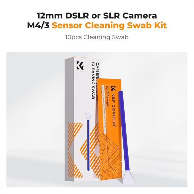 K&F CONCEPT M4/3 Sensor Cleaning Swab for Olympus Panasonic M4/3 Cameras | 12mm sendor SwabsX10,Vacuum Package,Flexible Grip Rod,20ml Gentle Cleaner,Superfine Microfiber Cloth Material,Wide Usage,MA03 - Image 2