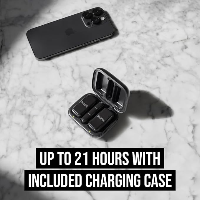 RØDE Wireless Micro for Lightning iPhone (iPhone 14 & Earlier ONLY), Black | Compact Wireless Microphone for Lightning (X Through 14), Two Mics with Charging Case for Smartphone Content Creation, Black - Image 9