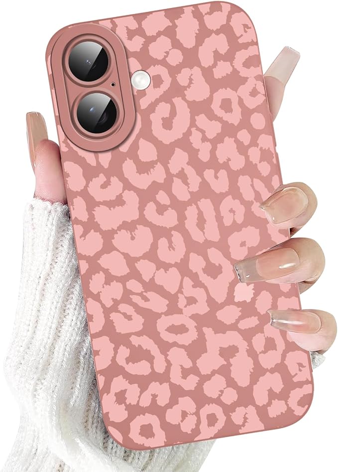 Cute Pink Cheetah Print Phone Case for iPhone 16 6.1" | Aesthetic Leopard Pattern Design Cover Full Camera Lens Protective Shockproof Soft Slim TPU Funda for Women Girls by Unknown